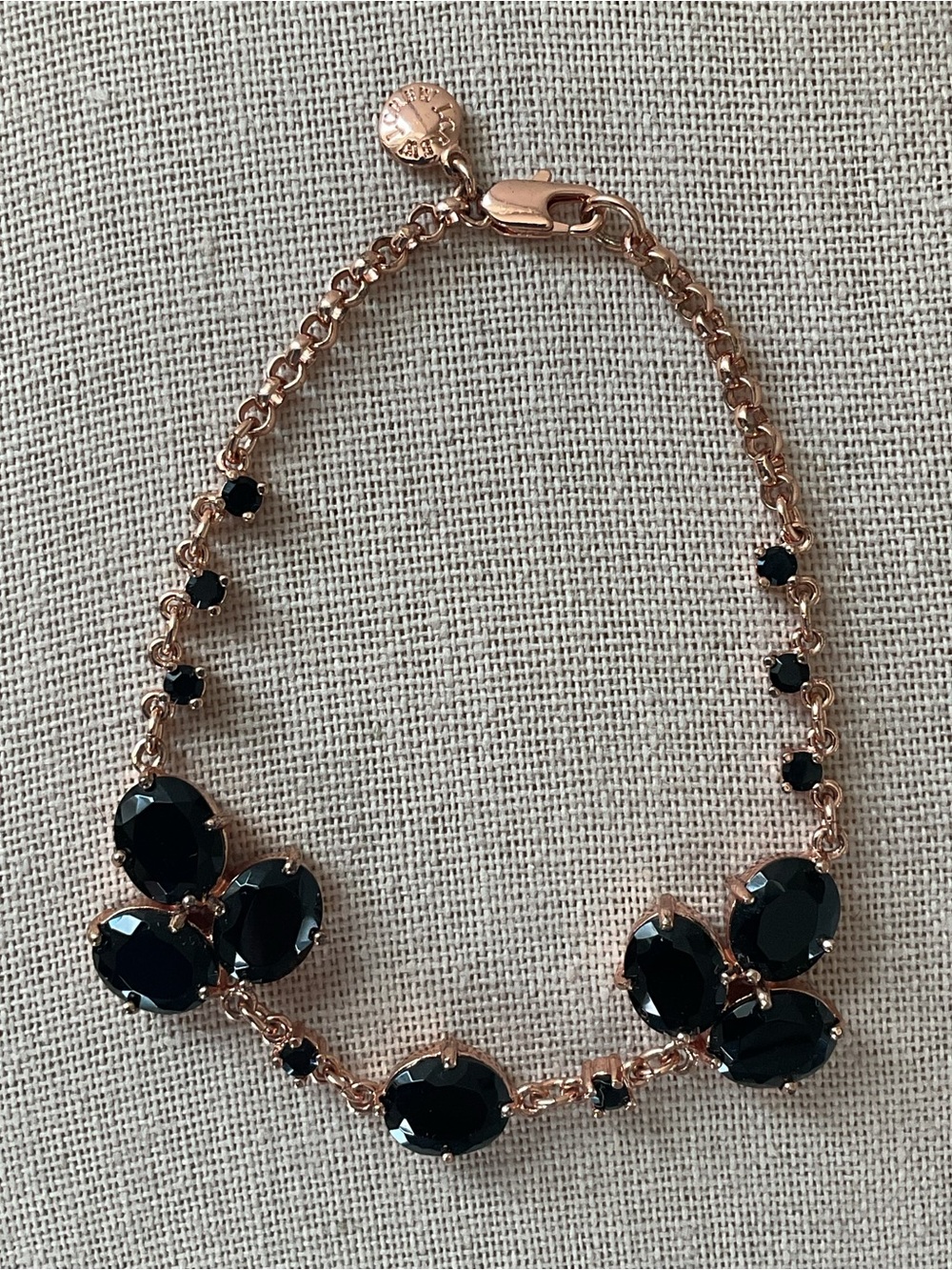 J. Crew Black Jeweled Rose Gold Bracelet